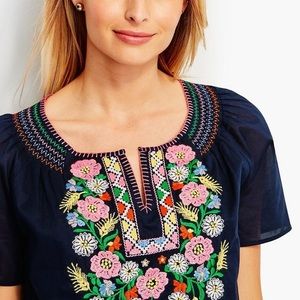 🔴 Talbots Floral Embroidered Short Sleeve Top